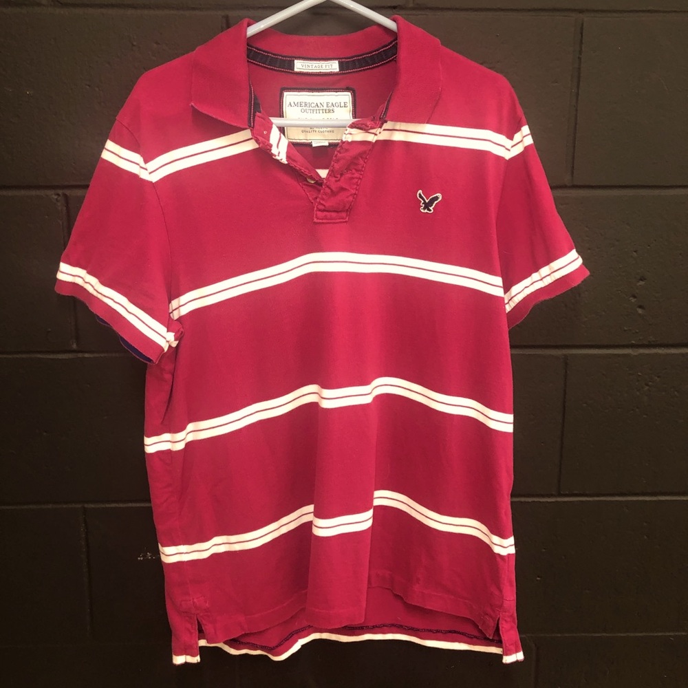 💙 American Eagle Striped Polo